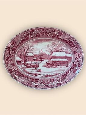 Johnson Bros. 1930s “Historic America Home for Thanksgiving” 20”x16” Turkey Plat